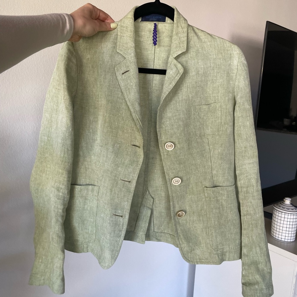 Piazza Sempione Womens Linen Green Blazer